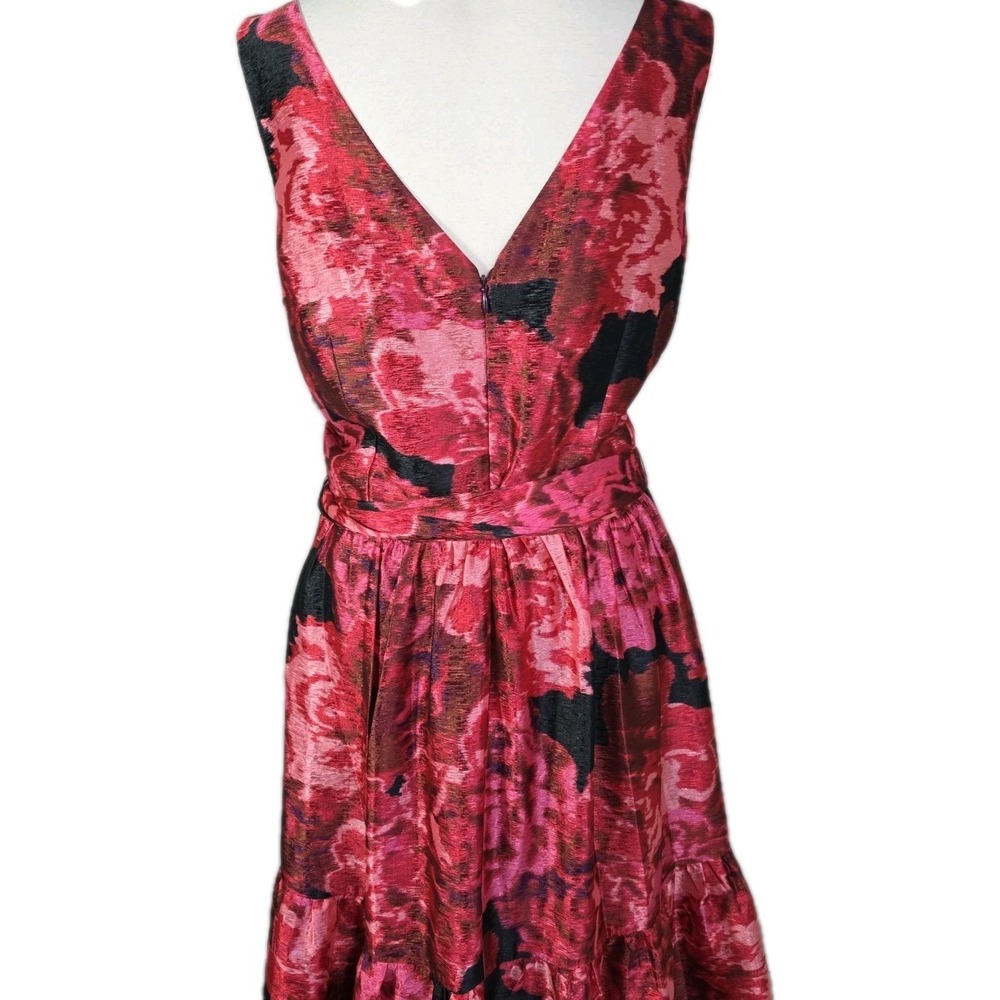 Tahari Floral Maxi Dress Size 14 NWT Pink Shimmer Belted MSRP $208 - Picture 5 of 10